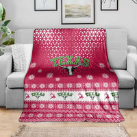 Texas Christmas Blanket with Red and White Snowflake Pattern Longhorn Skull and Christmas Cactus Motif - Wonder Print Shop