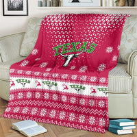 Texas Christmas Blanket with Red and White Snowflake Pattern Longhorn Skull and Christmas Cactus Motif - Wonder Print Shop