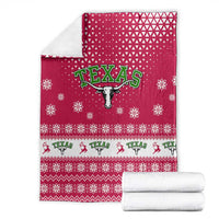 Texas Christmas Blanket with Red and White Snowflake Pattern Longhorn Skull and Christmas Cactus Motif - Wonder Print Shop