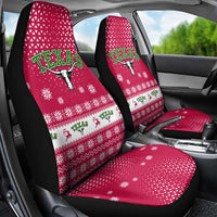 Texas Christmas Car Seat Cover with Red and White Snowflake Pattern Longhorn Skull and Christmas Cactus Motif - Wonder Print Shop