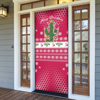 Texas Christmas Door Cover with Red and White Snowflake Pattern Longhorn Skull and Christmas Cactus Motif - Wonder Print Shop