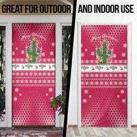 Texas Christmas Door Cover with Red and White Snowflake Pattern Longhorn Skull and Christmas Cactus Motif - Wonder Print Shop