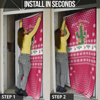 Texas Christmas Door Cover with Red and White Snowflake Pattern Longhorn Skull and Christmas Cactus Motif - Wonder Print Shop