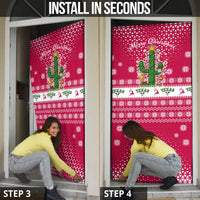 Texas Christmas Door Cover with Red and White Snowflake Pattern Longhorn Skull and Christmas Cactus Motif - Wonder Print Shop