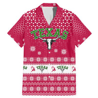 Texas Christmas Family Matching Mermaid Dress and Hawaiian Shirt with Red and White Snowflake Pattern Longhorn Skull and Christmas Cactus Motif - Wonder Print Shop