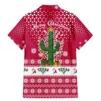 Texas Christmas Family Matching Mermaid Dress and Hawaiian Shirt with Red and White Snowflake Pattern Longhorn Skull and Christmas Cactus Motif - Wonder Print Shop