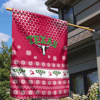 Texas Christmas Garden Flag with Red and White Snowflake Pattern Longhorn Skull and Christmas Cactus Motif - Wonder Print Shop