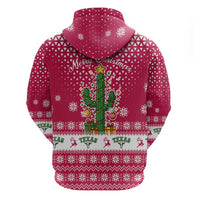 Texas Christmas Hoodie with Red and White Snowflake Pattern Longhorn Skull and Christmas Cactus Motif - Wonder Print Shop