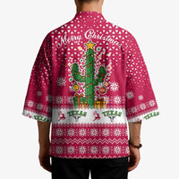 Texas Christmas Kimono with Red and White Snowflake Pattern Longhorn Skull and Christmas Cactus Motif - Wonder Print Shop