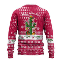 Texas Christmas Ugly Christmas Sweater with Red and White Snowflake Pattern Longhorn Skull and Christmas Cactus Motif - Wonder Print Shop