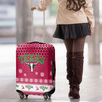 Texas Christmas Luggage Cover with Red and White Snowflake Pattern Longhorn Skull and Christmas Cactus Motif - Wonder Print Shop