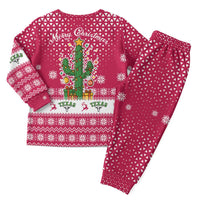 Texas Christmas Pajama Set with Red and White Snowflake Pattern Longhorn Skull and Christmas Cactus Motif - Wonder Print Shop