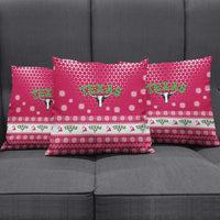 Texas Christmas Pillow Cover with Red and White Snowflake Pattern Longhorn Skull and Christmas Cactus Motif - Wonder Print Shop