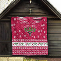Texas Christmas Quilt with Red and White Snowflake Pattern Longhorn Skull and Christmas Cactus Motif - Wonder Print Shop