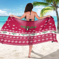 Texas Christmas Sarong with Red and White Snowflake Pattern Longhorn Skull and Christmas Cactus Motif - Wonder Print Shop