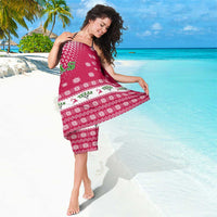 Texas Christmas Sarong with Red and White Snowflake Pattern Longhorn Skull and Christmas Cactus Motif - Wonder Print Shop