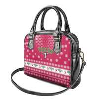 Texas Christmas Shoulder Handbag with Red and White Snowflake Pattern Longhorn Skull and Christmas Cactus Motif - Wonder Print Shop