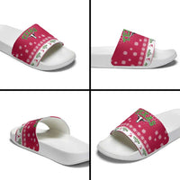 Texas Christmas Slide Sandals with Red and White Snowflake Pattern Longhorn Skull and Christmas Cactus Motif - Wonder Print Shop