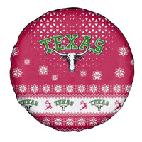 Texas Christmas Spare Tire Cover with Red and White Snowflake Pattern Longhorn Skull and Christmas Cactus Motif - Wonder Print Shop