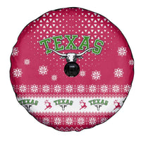 Texas Christmas Spare Tire Cover with Red and White Snowflake Pattern Longhorn Skull and Christmas Cactus Motif - Wonder Print Shop