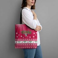 Texas Christmas Tote Bag with Red and White Snowflake Pattern Longhorn Skull and Christmas Cactus Motif - Wonder Print Shop