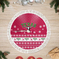 Texas Christmas Tree Skirt with Red and White Snowflake Pattern Longhorn Skull and Christmas Cactus Motif - Wonder Print Shop
