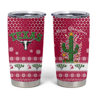 Texas Christmas Tumbler Cup with Red and White Snowflake Pattern Longhorn Skull and Christmas Cactus Motif - Wonder Print Shop