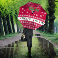 Texas Christmas Umbrella with Red and White Snowflake Pattern Longhorn Skull and Christmas Cactus Motif - Wonder Print Shop