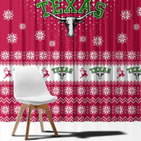 Texas Christmas Window Curtain with Red and White Snowflake Pattern Longhorn Skull and Christmas Cactus Motif - Wonder Print Shop