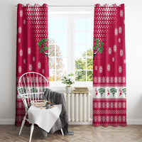 Texas Christmas Window Curtain with Red and White Snowflake Pattern Longhorn Skull and Christmas Cactus Motif - Wonder Print Shop