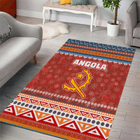 Angola Christmas Area Rug with Red Snowflake Pattern Tribal Santa Claus Motif - Wonder Print Shop
