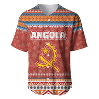Angola Christmas Baseball Jersey with Red Snowflake Pattern Tribal Santa Claus Motif - Wonder Print Shop
