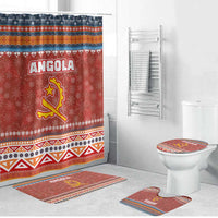 Angola Christmas Bathroom Set with Red Snowflake Pattern Tribal Santa Claus Motif - Wonder Print Shop
