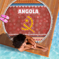 Angola Christmas Beach Blanket with Red Snowflake Pattern Tribal Santa Claus Motif - Wonder Print Shop
