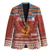 Angola Christmas Blazer with Red Snowflake Pattern Tribal Santa Claus Motif - Wonder Print Shop