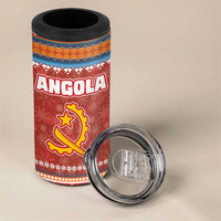 Angola Christmas 4 in 1 Can Cooler Tumbler with Red Snowflake Pattern Tribal Santa Claus Motif - Wonder Print Shop