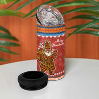 Angola Christmas 4 in 1 Can Cooler Tumbler with Red Snowflake Pattern Tribal Santa Claus Motif - Wonder Print Shop