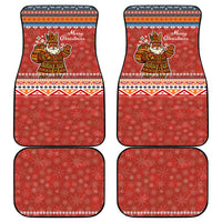 Angola Christmas Car Mats with Red Snowflake Pattern Tribal Santa Claus Motif - Wonder Print Shop