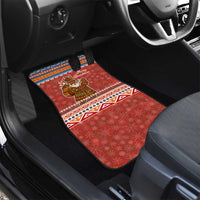 Angola Christmas Car Mats with Red Snowflake Pattern Tribal Santa Claus Motif - Wonder Print Shop