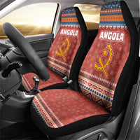 Angola Christmas Car Seat Cover with Red Snowflake Pattern Tribal Santa Claus Motif - Wonder Print Shop