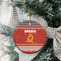 Angola Christmas Ceramic Ornament with Red Snowflake Pattern Tribal Santa Claus Motif - Wonder Print Shop