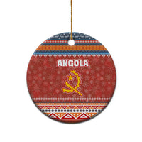 Angola Christmas Ceramic Ornament with Red Snowflake Pattern Tribal Santa Claus Motif - Wonder Print Shop