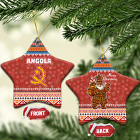 Angola Christmas Ceramic Ornament with Red Snowflake Pattern Tribal Santa Claus Motif - Wonder Print Shop