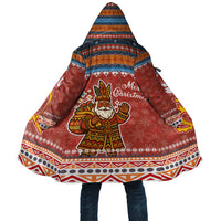 Angola Christmas Cloak with Red Snowflake Pattern Tribal Santa Claus Motif - Wonder Print Shop