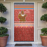 Angola Christmas Door Cover with Red Snowflake Pattern Tribal Santa Claus Motif - Wonder Print Shop
