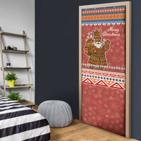 Angola Christmas Door Cover with Red Snowflake Pattern Tribal Santa Claus Motif - Wonder Print Shop