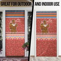 Angola Christmas Door Cover with Red Snowflake Pattern Tribal Santa Claus Motif - Wonder Print Shop