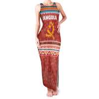 Angola Christmas Family Matching Tank Maxi Dress and Hawaiian Shirt with Red Snowflake Pattern Tribal Santa Claus Motif - Wonder Print Shop