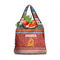 Angola Christmas Grocery Bag with Red Snowflake Pattern Tribal Santa Claus Motif - Wonder Print Shop