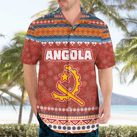 Angola Christmas Hawaiian Shirt with Red Snowflake Pattern Tribal Santa Claus Motif - Wonder Print Shop